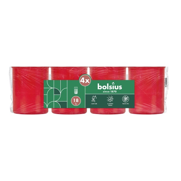 SADA CINTORÍNSKYCH SVIEČOK 4X18H BEZ VEKA ČERVENÁ