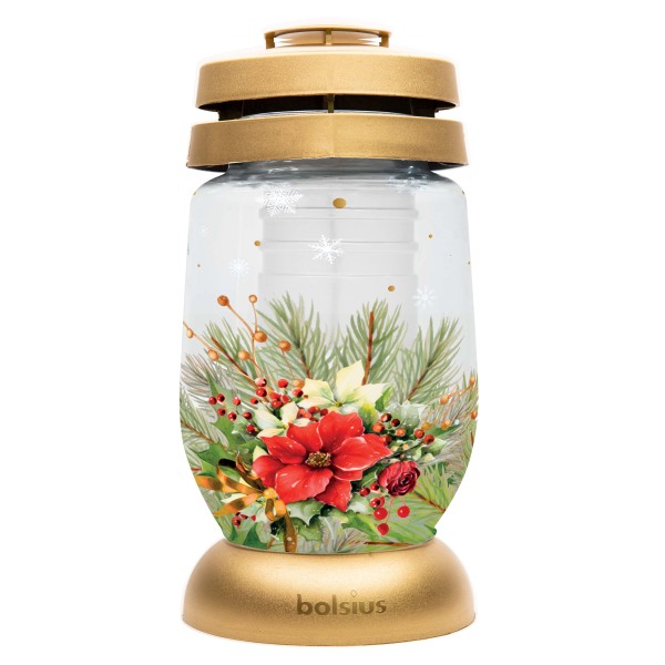 Cintorínsky lampáš BOLSIUS 22cm červený kvet