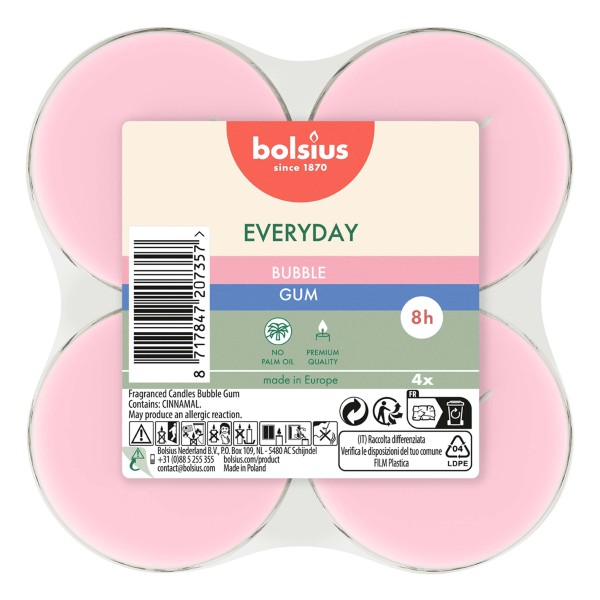SVÍČKY ČAJOVÉ MAXI BUBBLE GUM, SADA 4KS