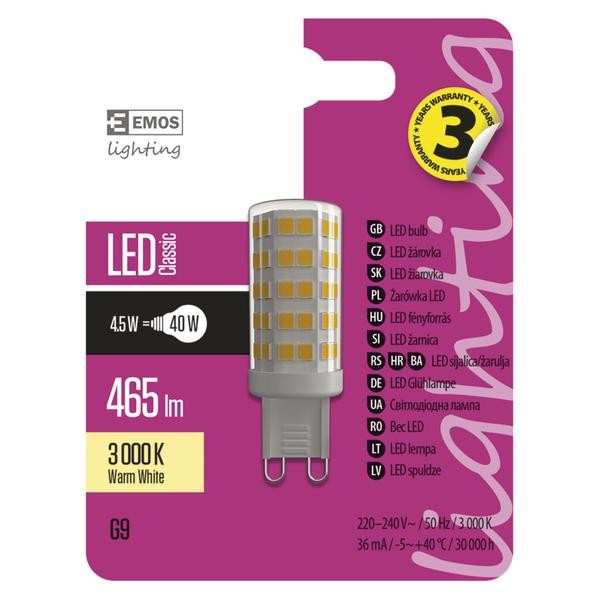 ŽIAROVKA LED CLS JC A++ 4,5W G9 WW