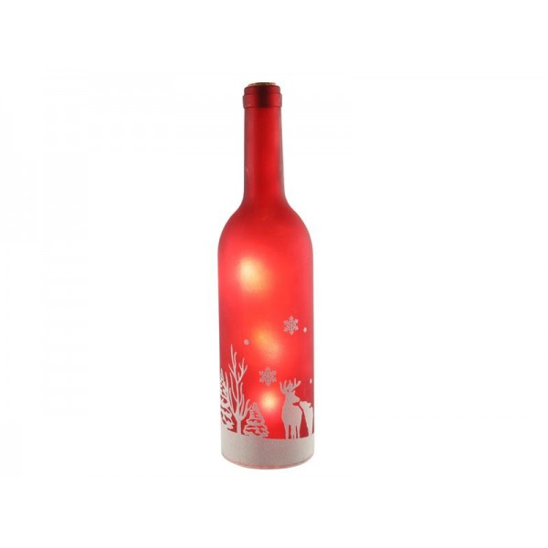 Vianočná dekoračná fľaša LED 29cm červená