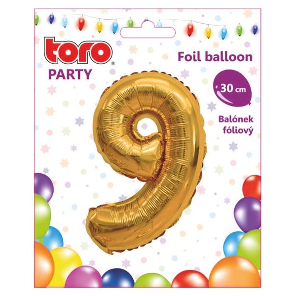 Balónik číslica "9", 30 cm, assort