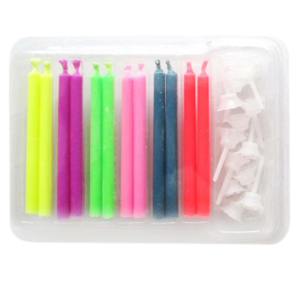 TORTOVÉ SVIEČKY S FAREBNÝM PLAMEŇOM 12KS S DRŽIAKOM