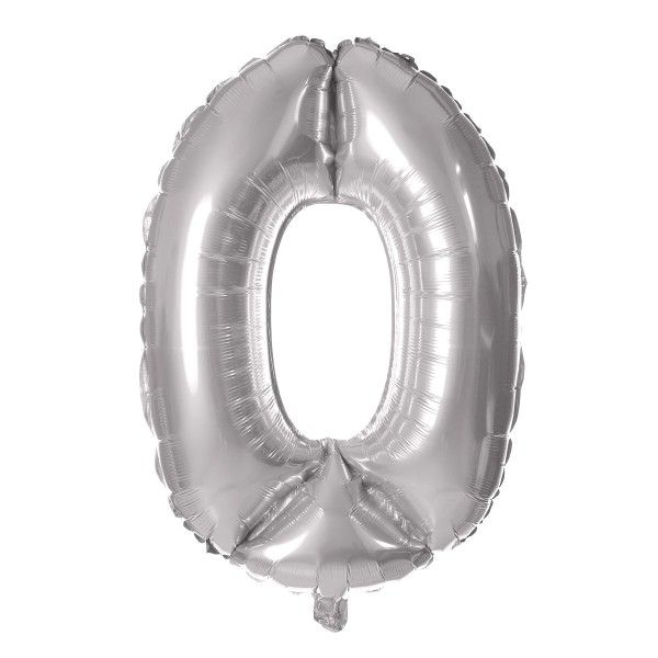 Balónik fóliový TORO číslica 0 30cm strieborný