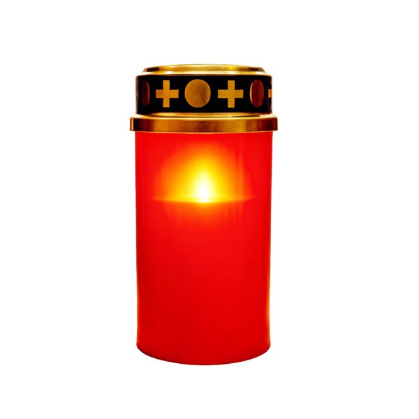 HŘBITOVNÁ SVIEČKA 2AA 6X10CM TEPLÁ BIELA LED ČERVENÁ