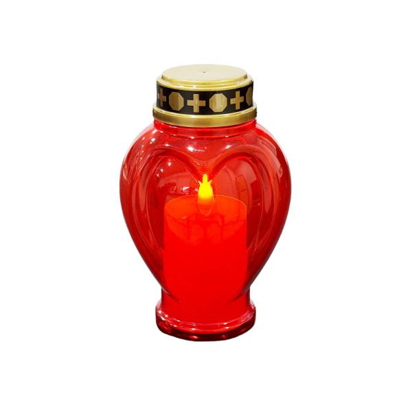 HŘBITOVNÁ SVIEČKA 10X8,7X15 VIEDLA TVAR SRDCA ČERVENÁ