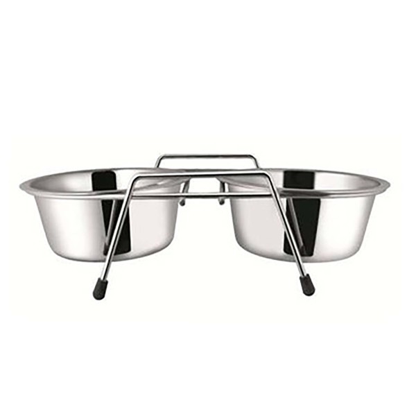 DVOJITÁ MISKA SO STOJANOM PRE DOMÁCE ZVIERATÁ 1L