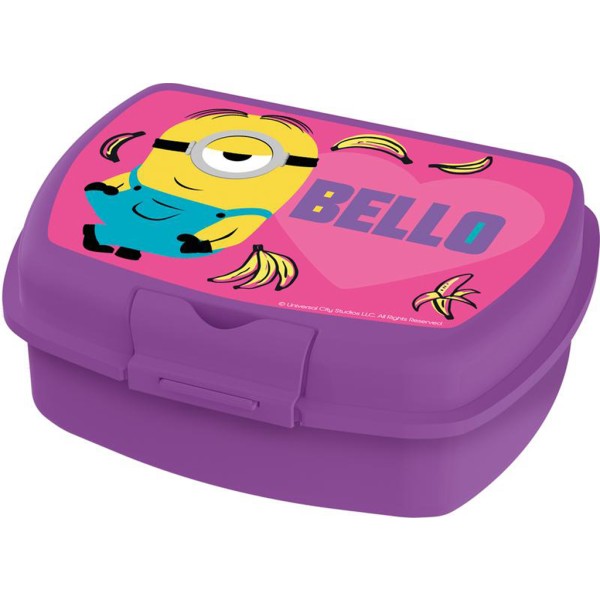 Plastový desiatový box Mimoni 18x14x7cm fialový
