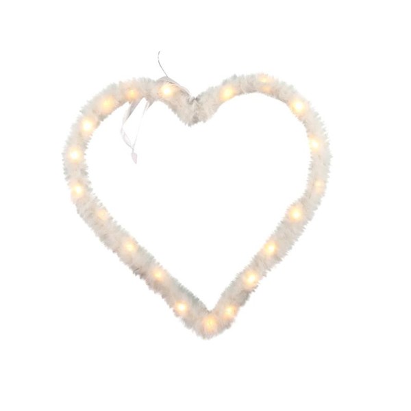 Vianočná dekorácia s časovačom 20LED srdce 25cm