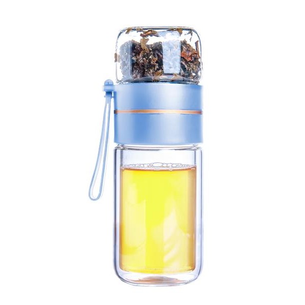 Sklenená fľaša na čaj TORO 165ml+90ml borosilikátové dvojité sklo