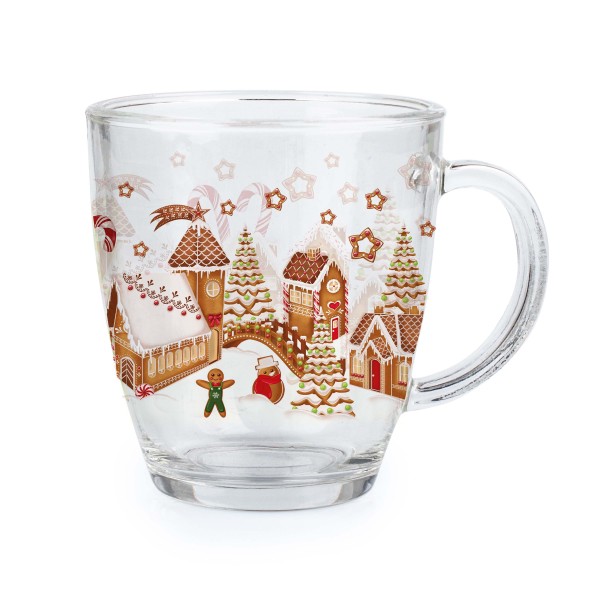 Sklenený hrnček TORO 350ml perníčková dedinka