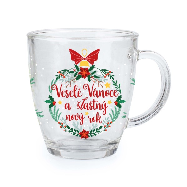 Sklenený hrnček TORO 350ml Veselé Vánoce