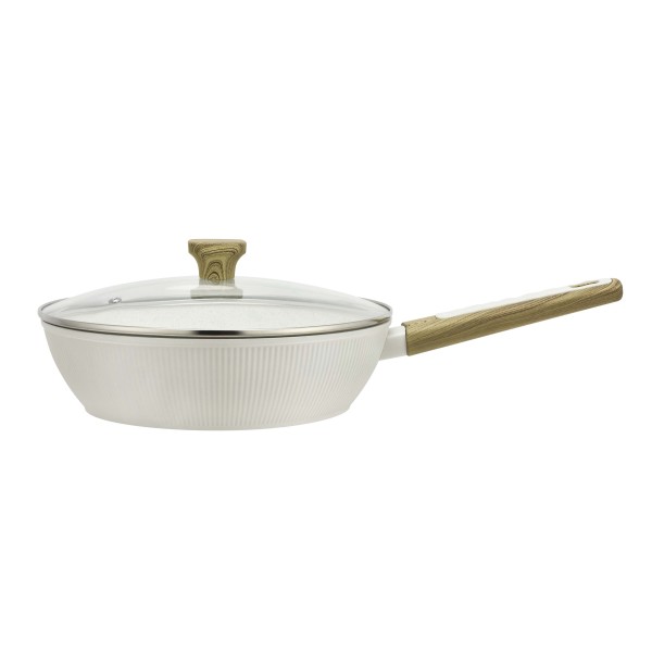 Hlboká panvica s pokrievkou KITCHISIMO Bianco 28cm nepriľnavý povrch