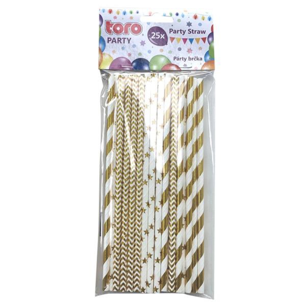 Papierové slamky 20cm TORO zlaté 25ks