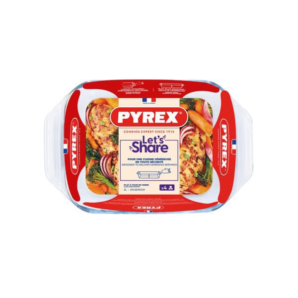 Sklenený pekáč s uchami PYREX 31x20cm/2l., borosilikát