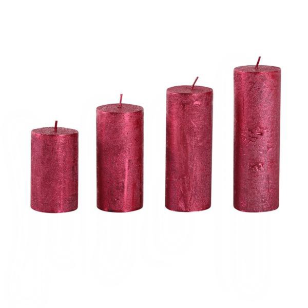 Rustikálna adventná sviečka ø4cm PROVENCE 4ks červená
