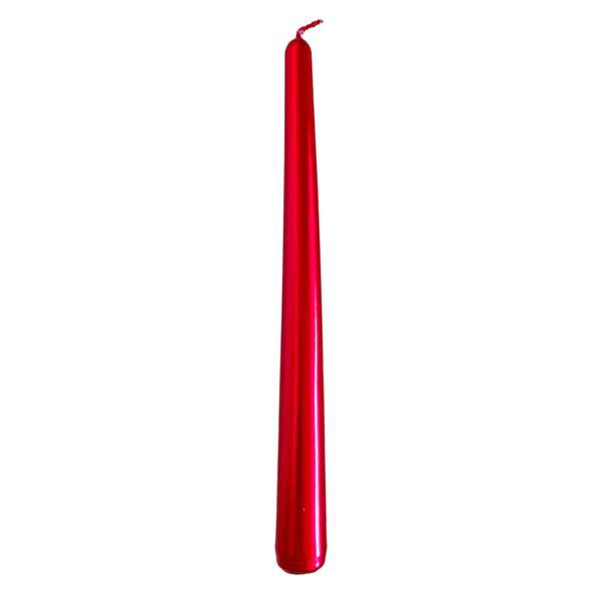 Kónická sviečka 24,5cm PROVENCE metalická červená