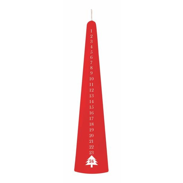 Sviečka kónická červená, 25 cm, adventná