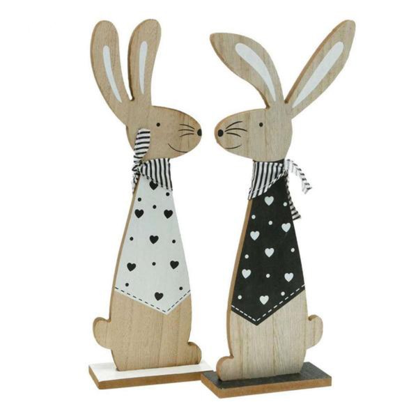 DEKORACE DŘEVĚNÁ ZAJÍC GLAMOUR 11X33CM