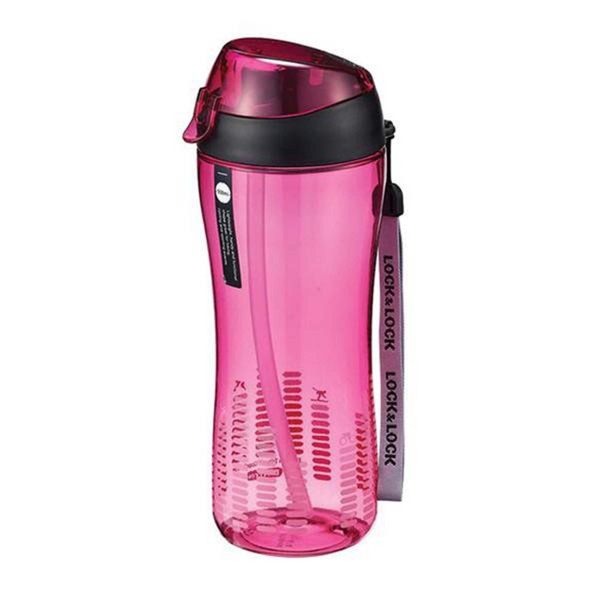 Fľaša na pitie so slamkou LOCK 550ml ružová