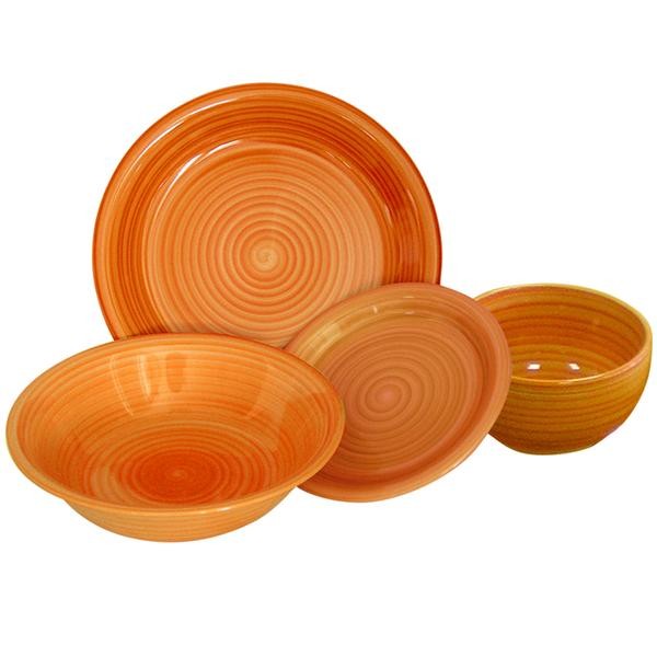 Tanier dezertný s prúžkami, keramika, 19 cm, oranžový