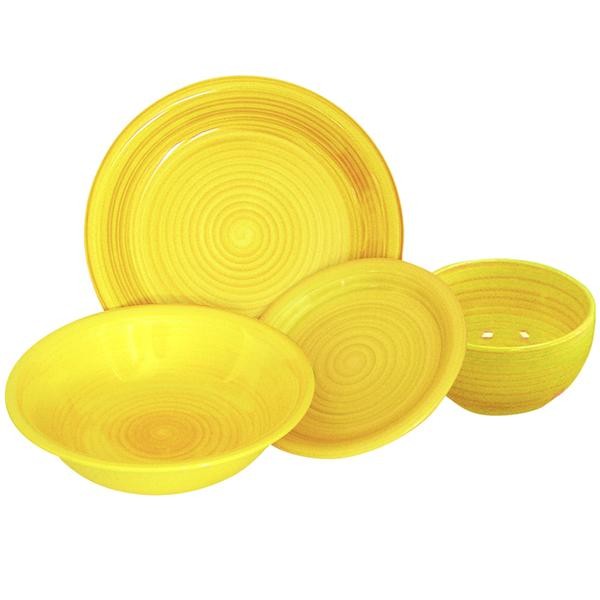Tanier dezertný s prúžkami, keramika, 19 cm, žltý