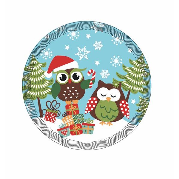 Podložka pod hrniec, dekor "vianočná sova", keramika, kruh
