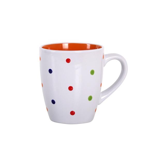 Hrnček s bodkami, keramika, objem 400 ml, assort