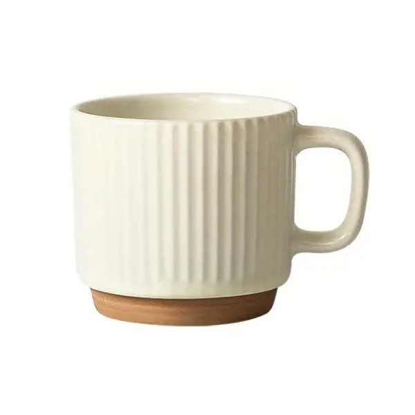 HRNČEK 550ML KERAMICKÝ REBROVANÝ KRÉMOVO BIELY