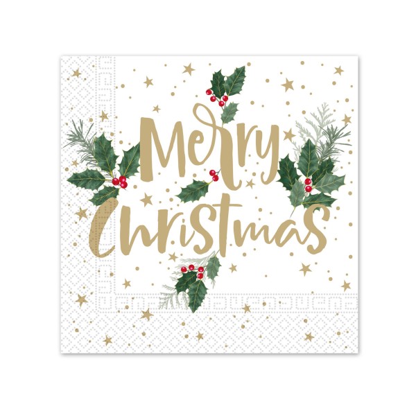 Vianočné papierové obrúsky 33x33cm 3vrstvové merry christmas