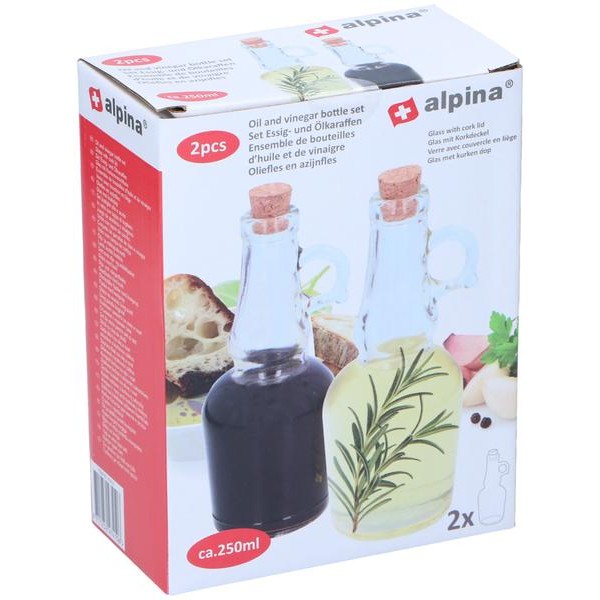 Sklenené fľaše na olej a ocot ALPINA 2ks 250ml