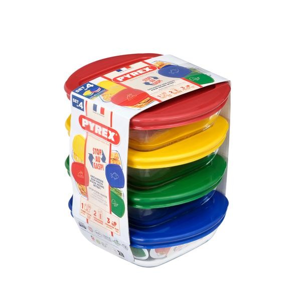 SADA ŠTVORCOVÝCH PYREXOVÝCH POHÁROV 4KS, 0,3L, SKLO