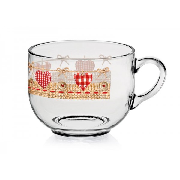 Sklenený jumbo hrnček CERVE 700ml srdce