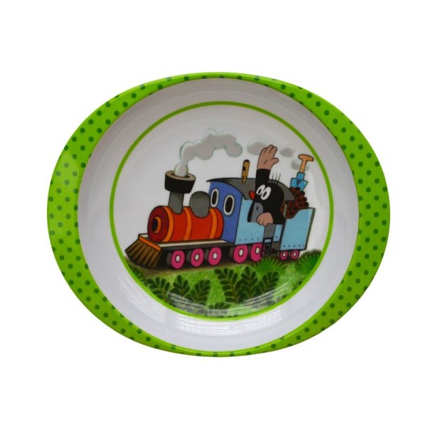 Melamínový tanier s ušami Krtko 19 cm mašinka