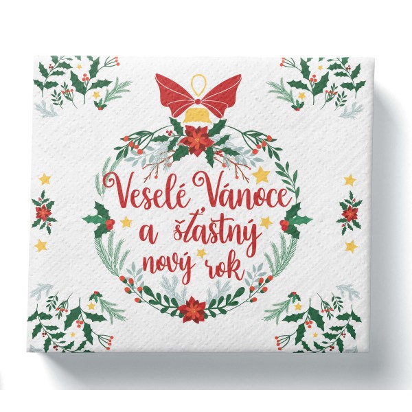 Papierové obrúsky 33x33cm 3vrstvé Veselé Vánoce 20ks