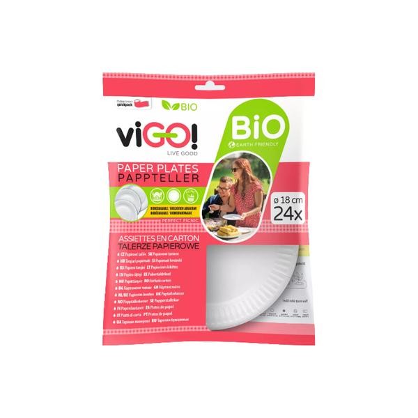 Bio papierový tanier 18 cm Vigo! 24 ks