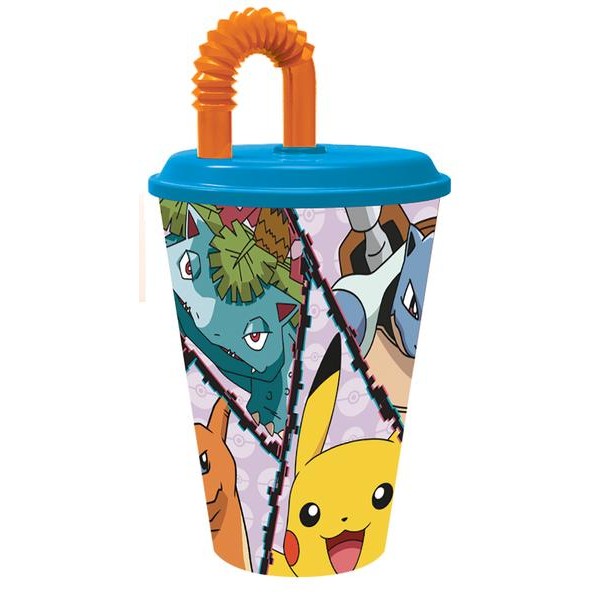 Plastový téglik so slamkou POKÉMON 430ml