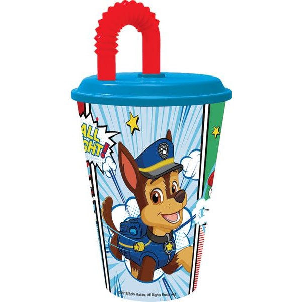 Plastový téglik so slamkou Paw patrol 430ml