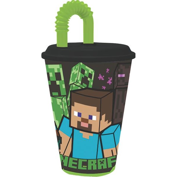 Plastový téglik so slamkou MINECRAFT 430ml