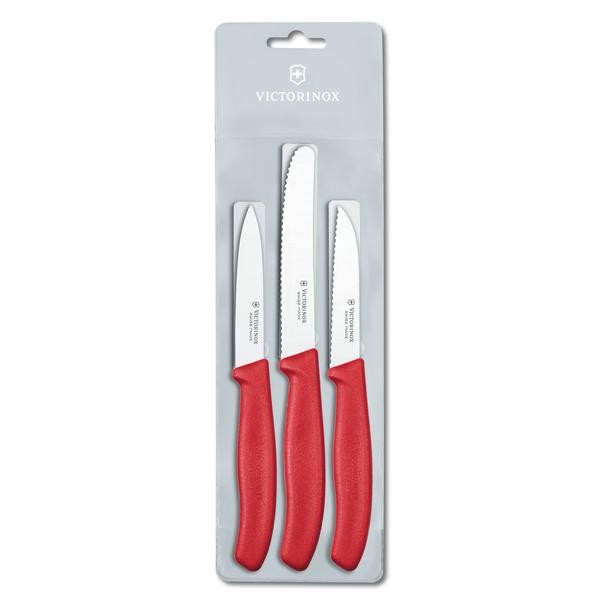 NOŽE NA ZELENINU VICTORINOX 3KS, ČERVENÉ