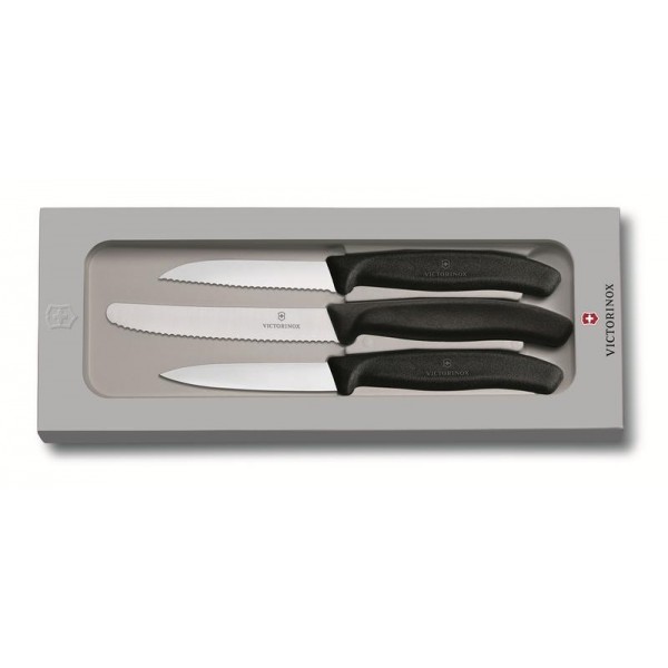 Nože na zeleninu VICTORINOX sada 3ks čierne
