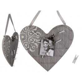 Dekorácia drevené srdce 24x21cm 5 kolíčkov, drôtik