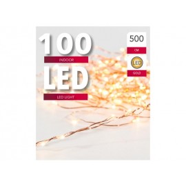 Vianočná svetelná reťaz 100 LED medený 5m