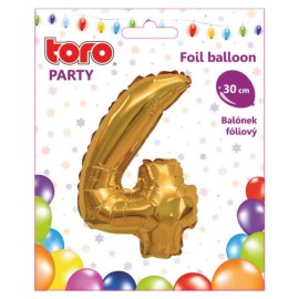 Balónik fóliový TORO číslica 4 30cm