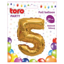Balónik fóliový TORO číslica 5 30cm