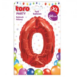 Balónik fóliový TORO XL číslica "0" 60cm