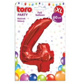 Balónik fóliový TORO XL číslica "4" 60cm