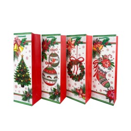 Papierová darčeková taška na víno TORO 36x12.5x8.5cm vianočný MIX