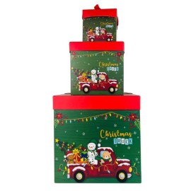 Darčeková krabička so stuhou TORO set 3ks zelené vianoce