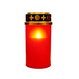 HŘBITOVNÁ SVIEČKA 2AA 6X10CM TEPLÁ BIELA LED ČERVENÁ